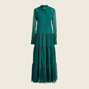 JCrew Collection tiered silk-chiffon tuxedo dress Size 10 pre-owned